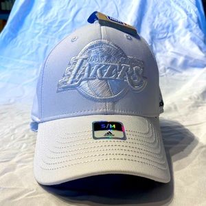 Los Angeles Lakers Triple White Structured Flex adidas Hat S/M